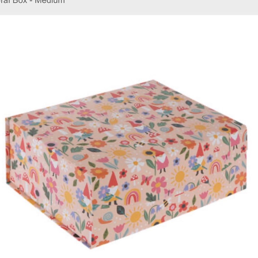 Floral Gnomes and Mushroom Storage Box, New